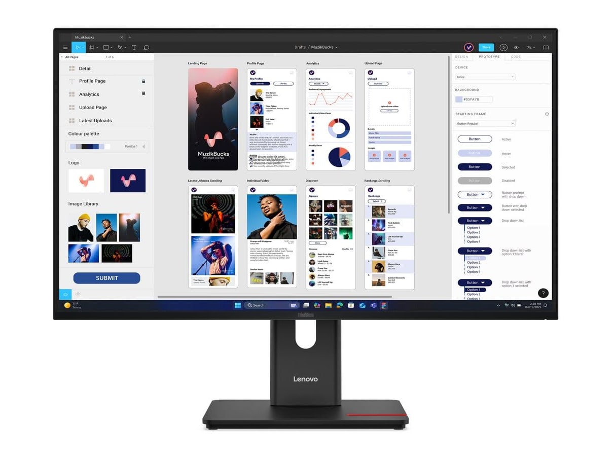 Lenovo - 31.5" T32UD-40 4K UHD 60Hz 4K/5K Monitors - Black