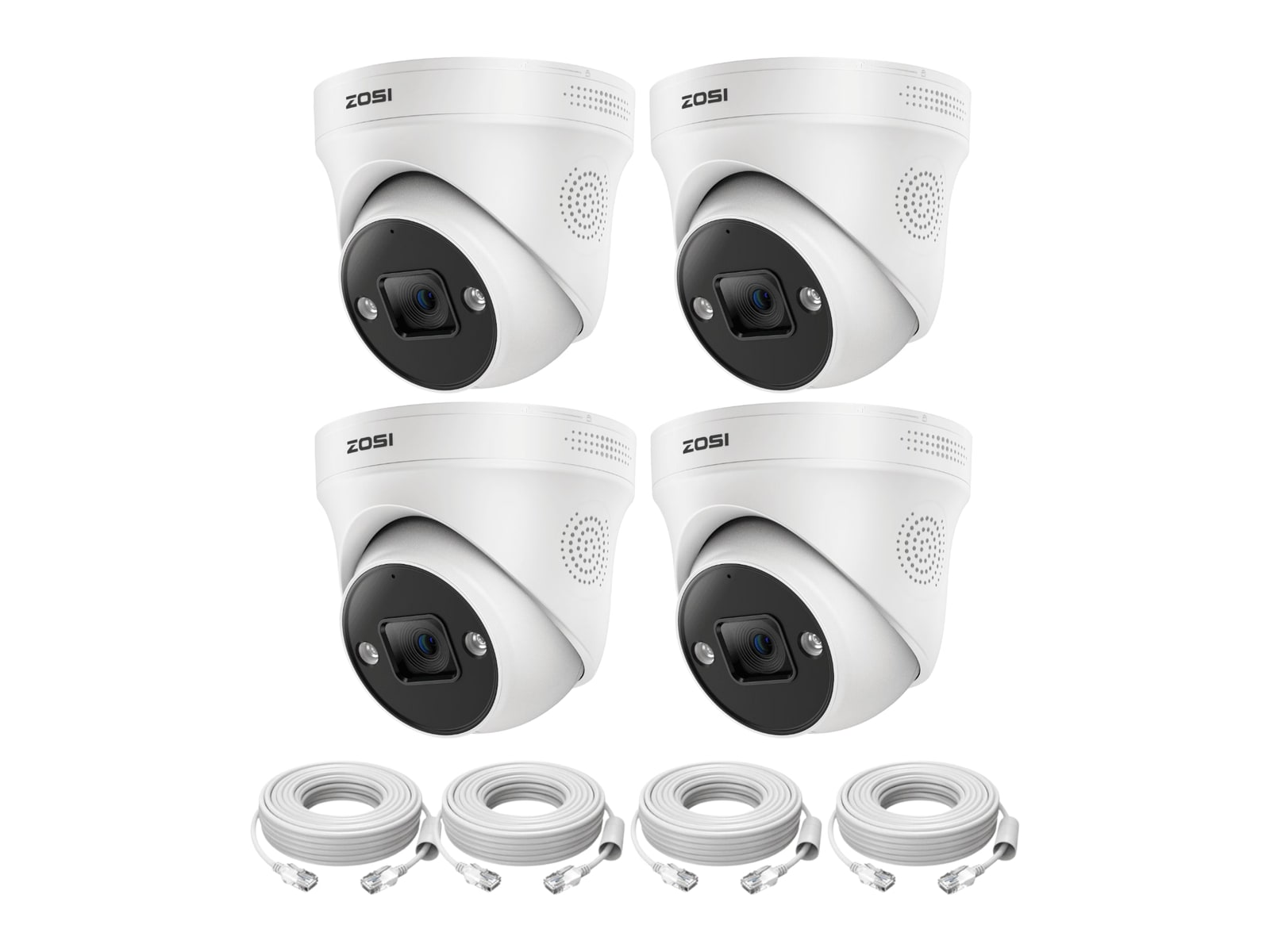 ZOSI - C225 4K PoE - 4-Camera White Security Cameras