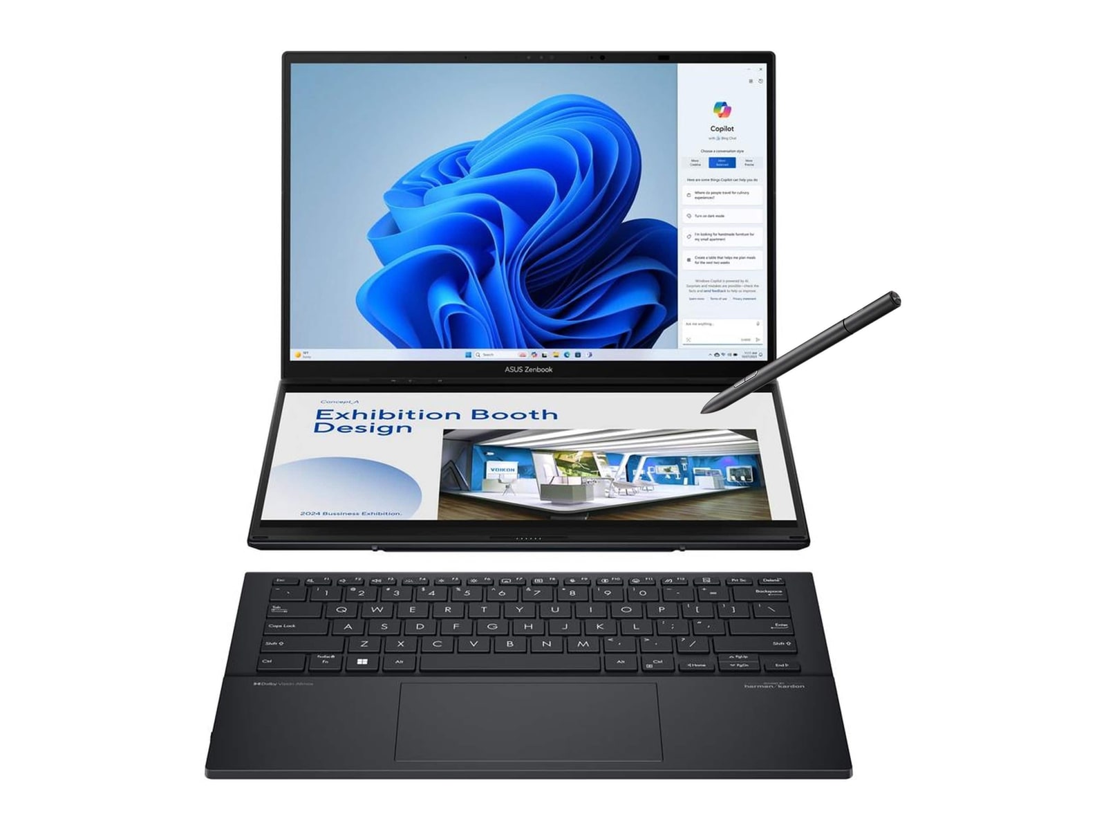 ASUS - Zenbook Duo Dual UX8406CA-PS99T 14" - Intel Core Ultra 9 285H chip - 32GB Memory - 1TB SSD - Inkwell Gray