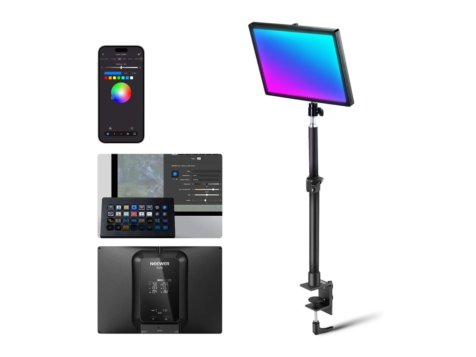 Neewer - GL25C LED RGB Streaming Key Light Camera Accessories