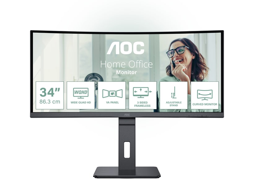 AOC - 34" CU34P3CV UWQHD 100Hz Ultrawide Monitors (EU)