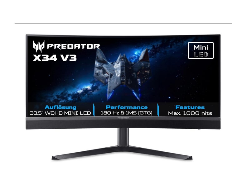 Acer - 34" Predator X34 V3 UWQHD 180Hz Gaming Monitors