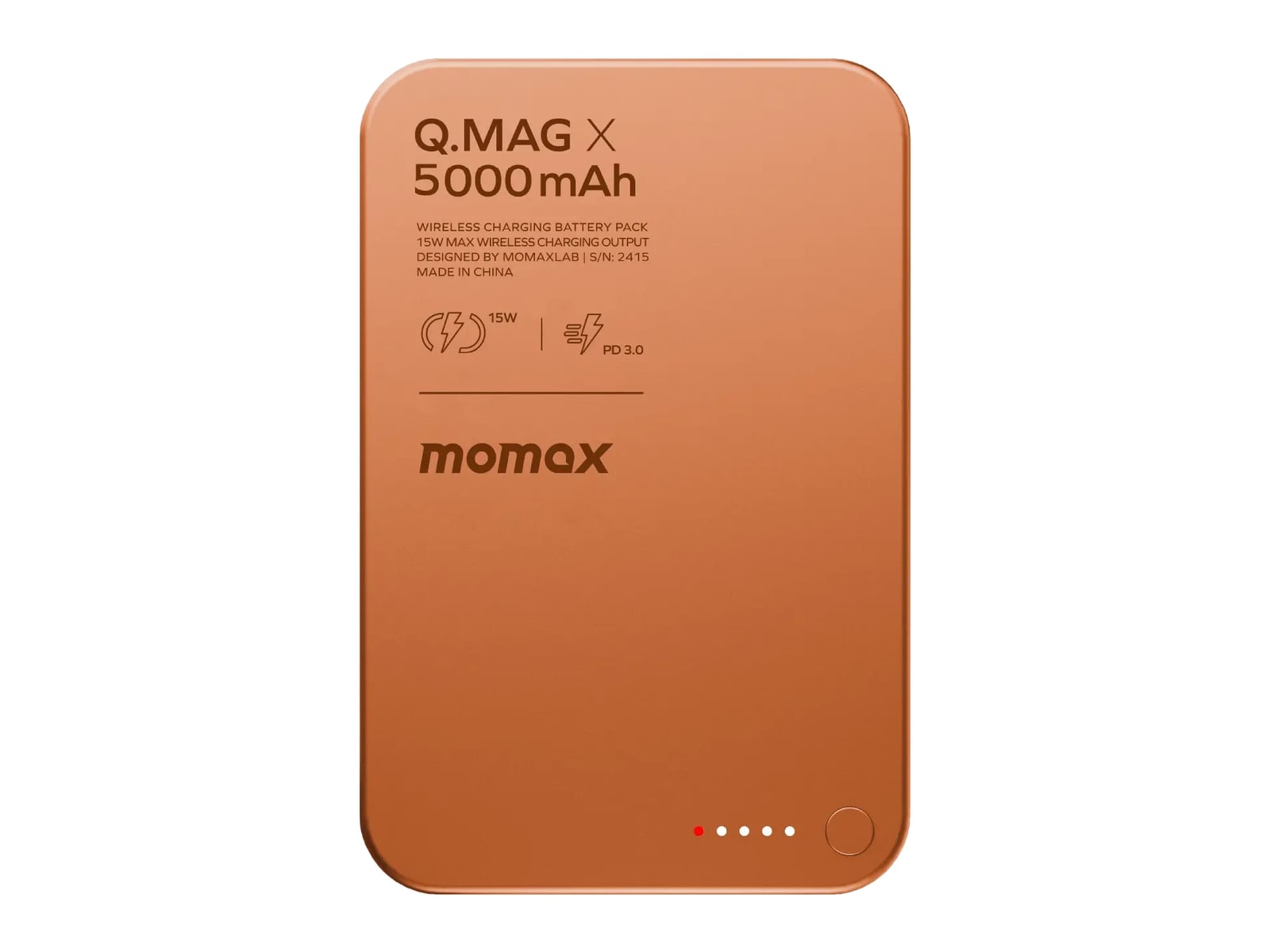 MOMAX - Q.Mag X Magnetic Wireless Power Bank 5000mAh - Gen 2 Orange Power Banks