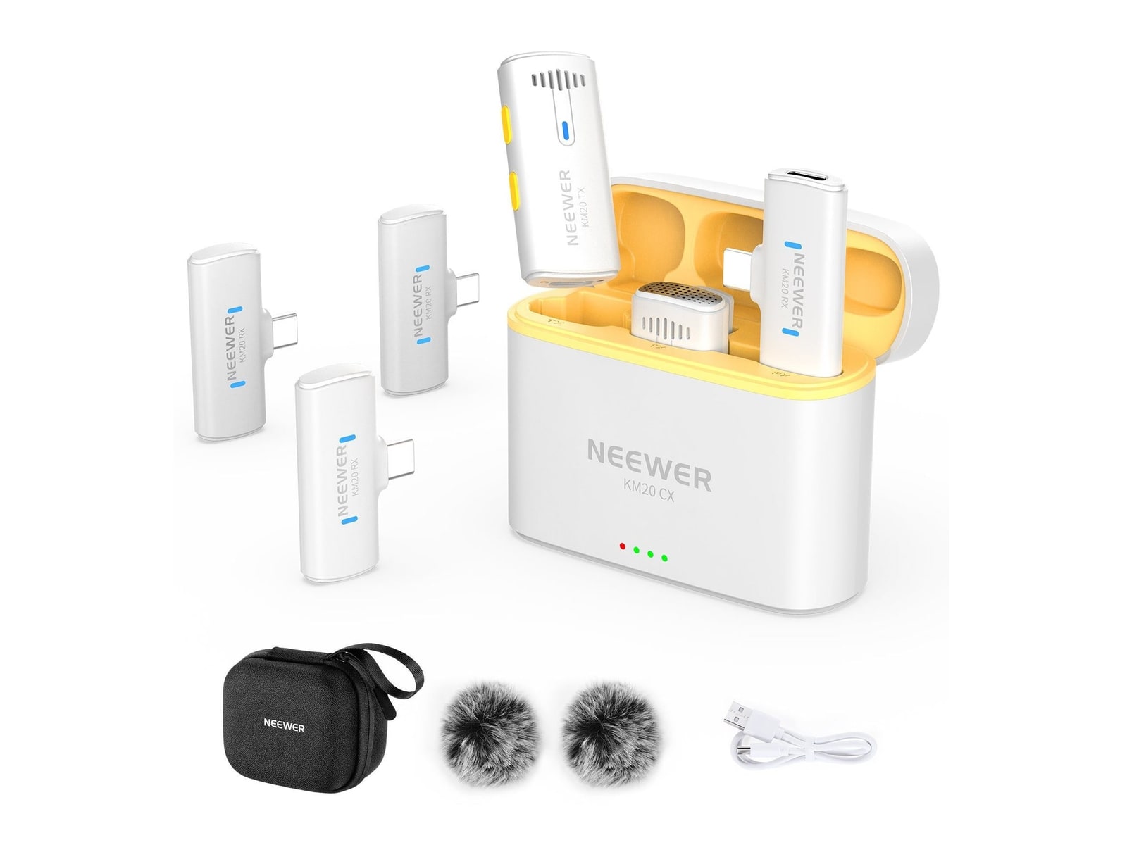 Neewer - KM20 Wireless Lapel Microphone Set for Type C Microphones - Black