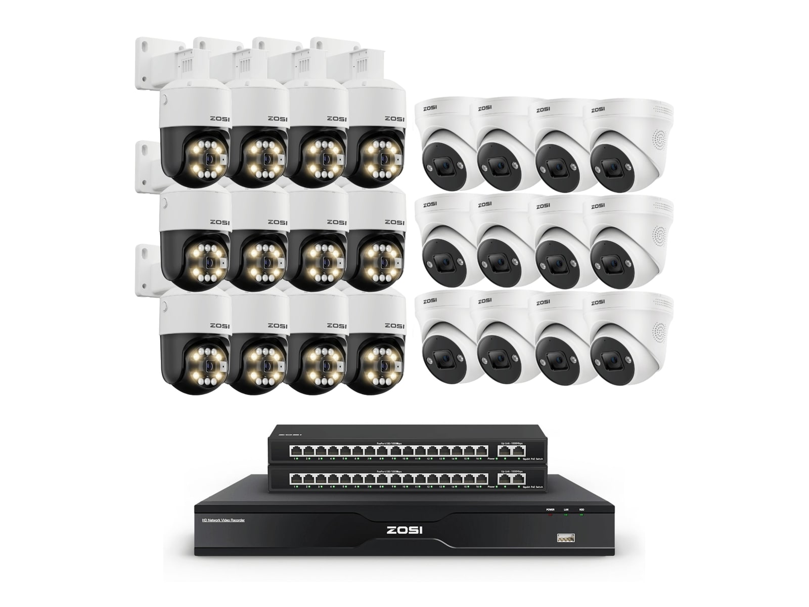 ZOSI - C225 32-Channel 4K PoE - 24-Camera / 8TB Drive Security Cameras