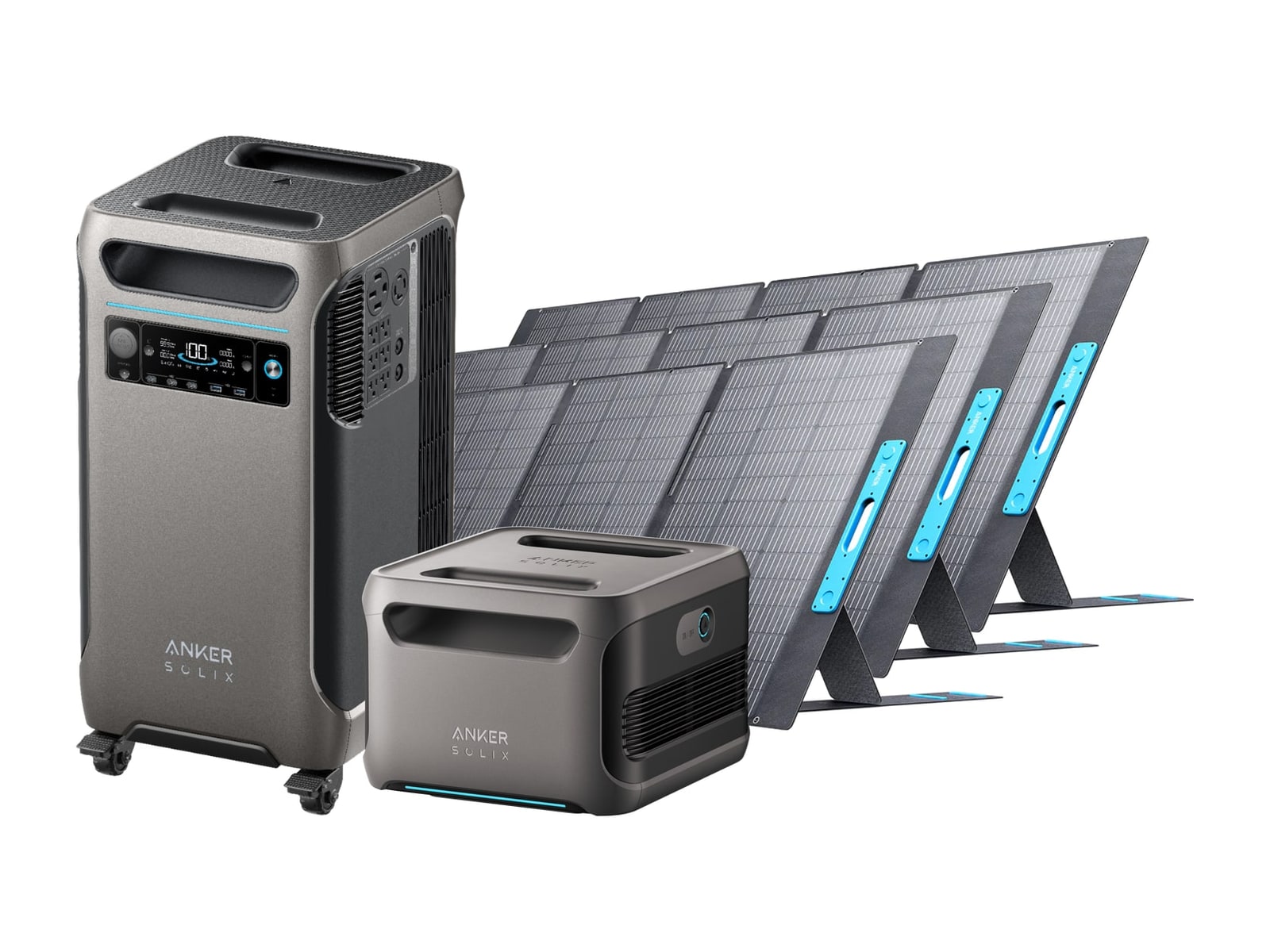 Anker - SOLIX F3800 with Expansion Battery and 3x 400W Portable Solar Panel 7680Wh Portable Power Stations