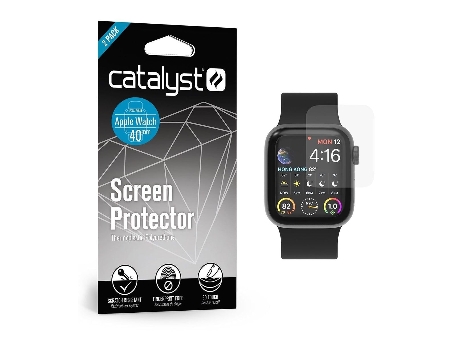Catalyst - Screen Protector (2-Pack) - Apple Watch 40mm (Series SE 3 / SE 2 / 6 / 5 / 4) - Clear