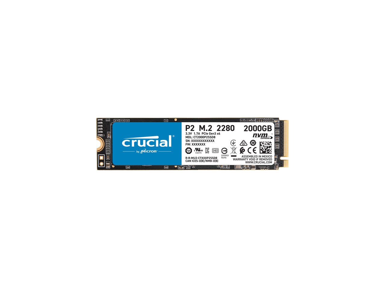 Crucial - P2 2TB M.2 SSDs - PCI-Express 3.0 x4 NVMe