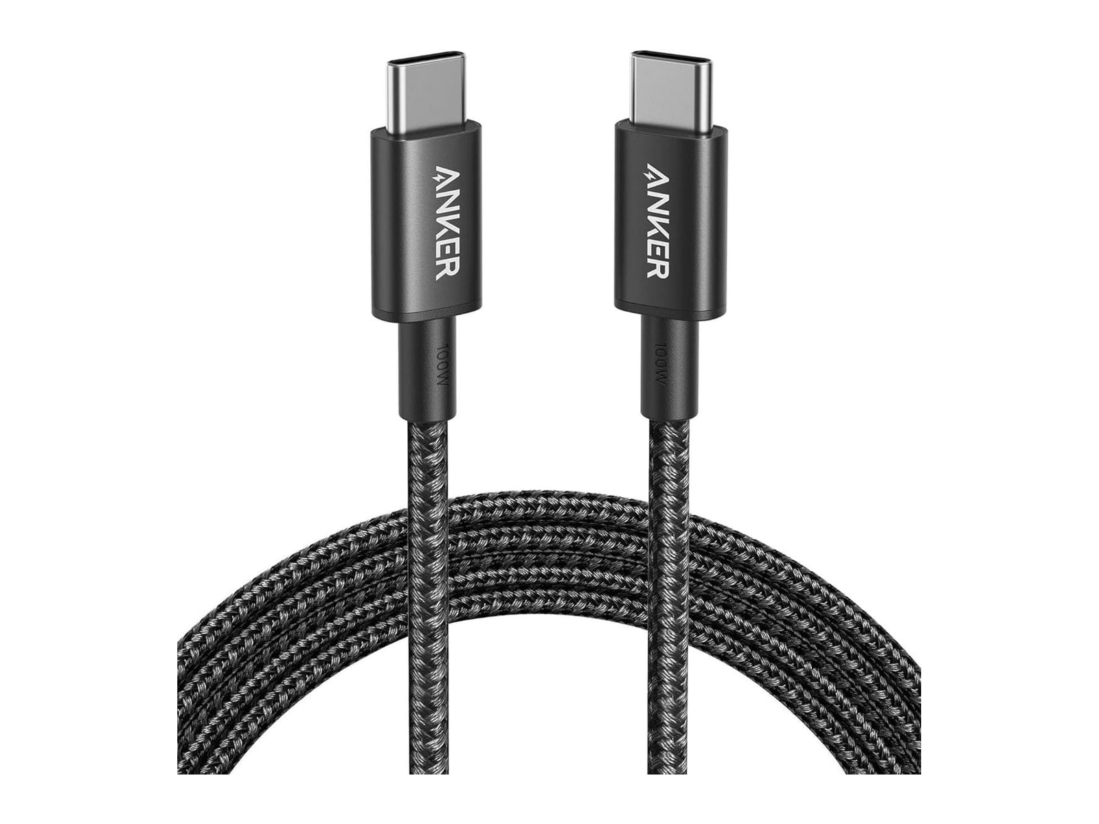 Anker - USB-C to USB-C Cable (6ft, Braided, 100W) Black Charging Cables
