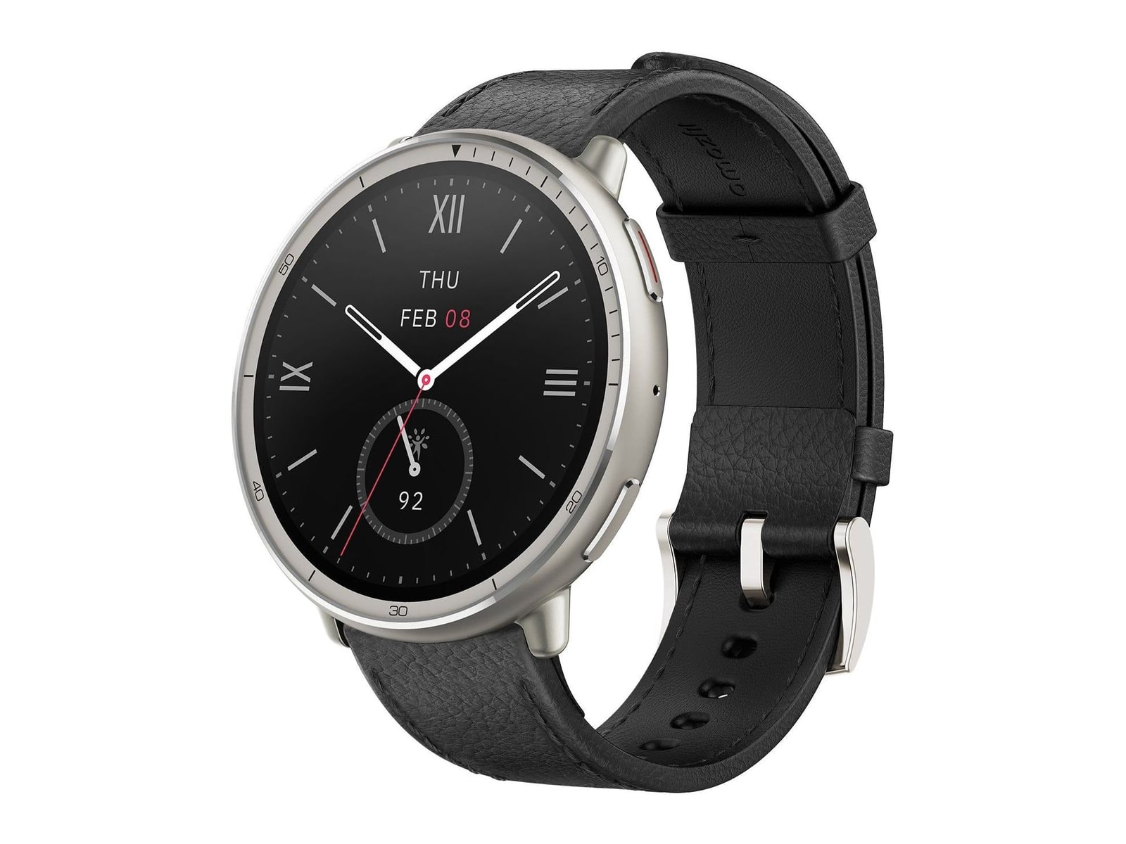 Amazfit - Active 2 Round Premium Smart Watches - Black Leather