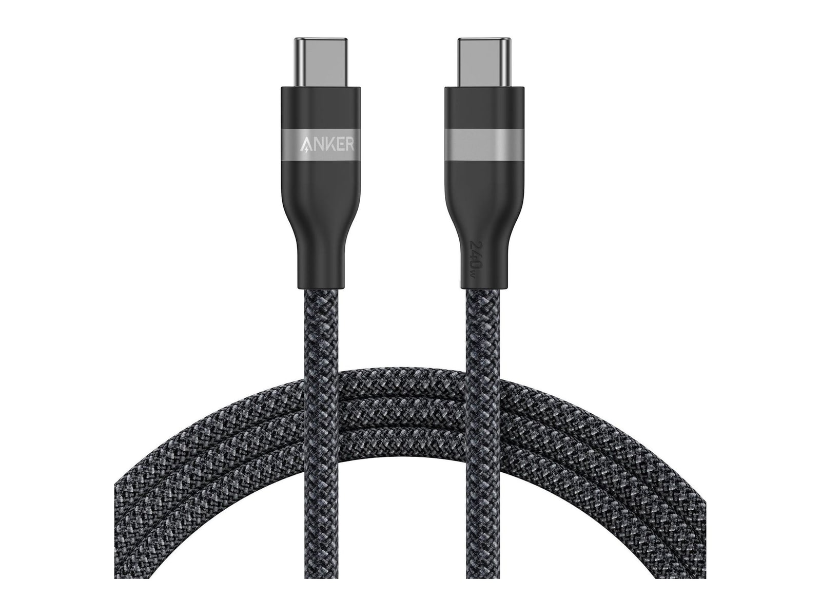 Anker - USB-C to USB-C Cable (240W, Upcycled-Braided) 6 ft Black Charging Cables