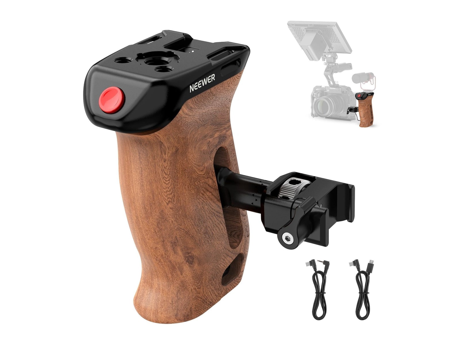 Neewer - CA123 Wooden Side Handle with Record Start/Stop Remote Trigger Camera Accessories