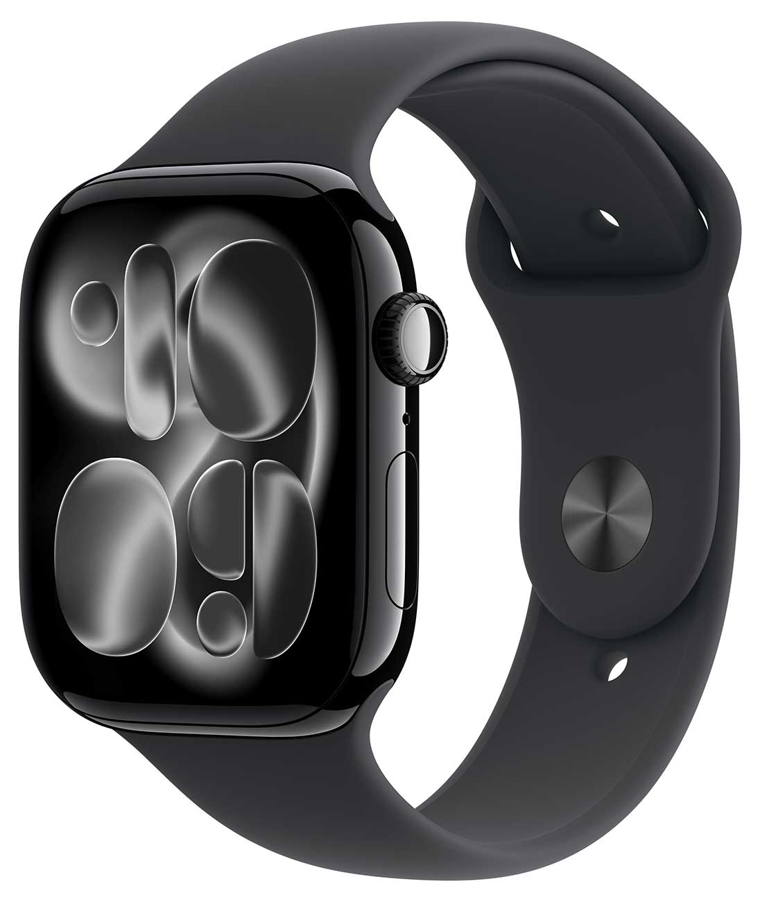 Apple - Apple Watch Series 11 (GPS) 46mm Jet Black Aluminum Case with Black Sport Band - S/M - Jet Black