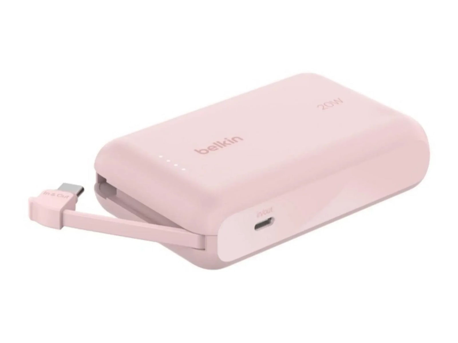Belkin - BoostCharge Power Bank 10K with Integrated Cable Pink Power Banks