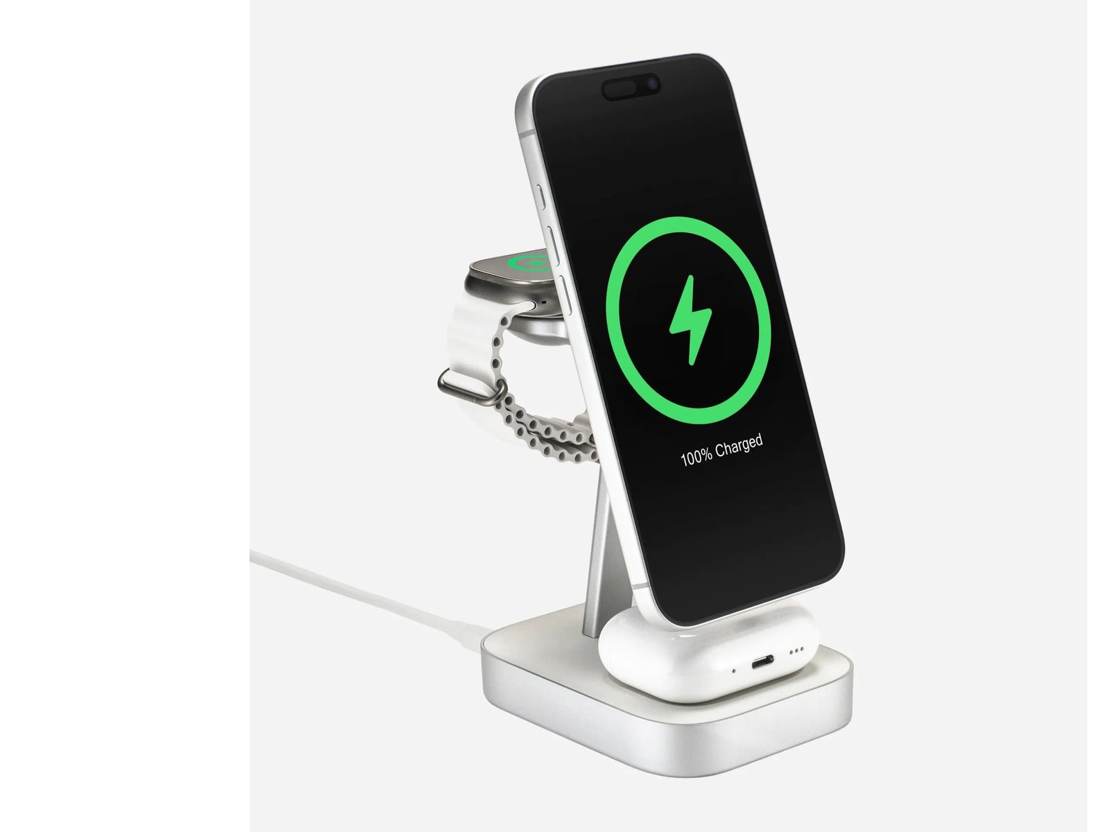 mophie - 4-in-1 Wireless Charge Stand White Wireless Chargers