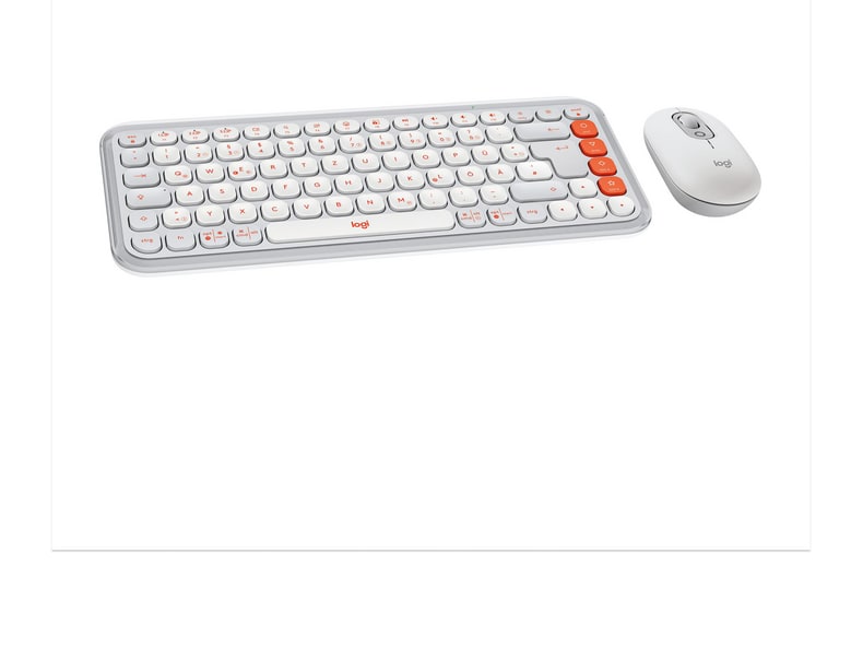 Logitech - POP Icon Combo Wireless Keyboards - Off White & Orange (UK)