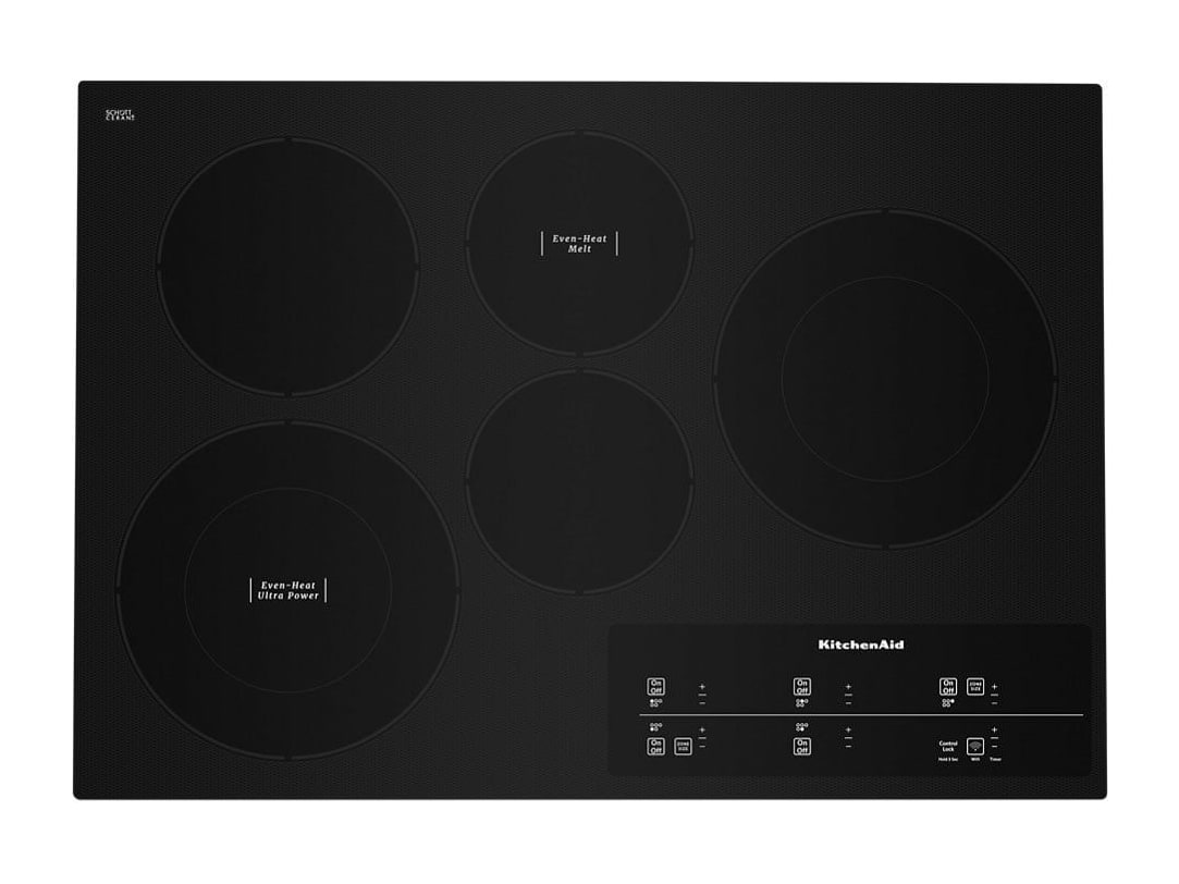 KitchenAid - 30-Inch Electric Cooktop with 5 Elements and Touch-Activated Controls In Black Cooktops