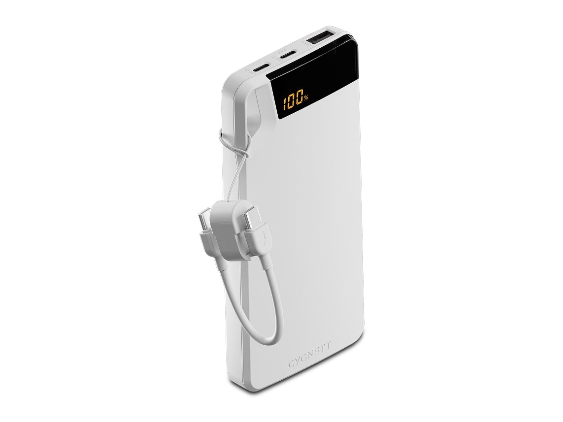 Cygnett - Boost 4s 20W Power Bank with USB-C Lanyard Cable 10K - White Power Banks