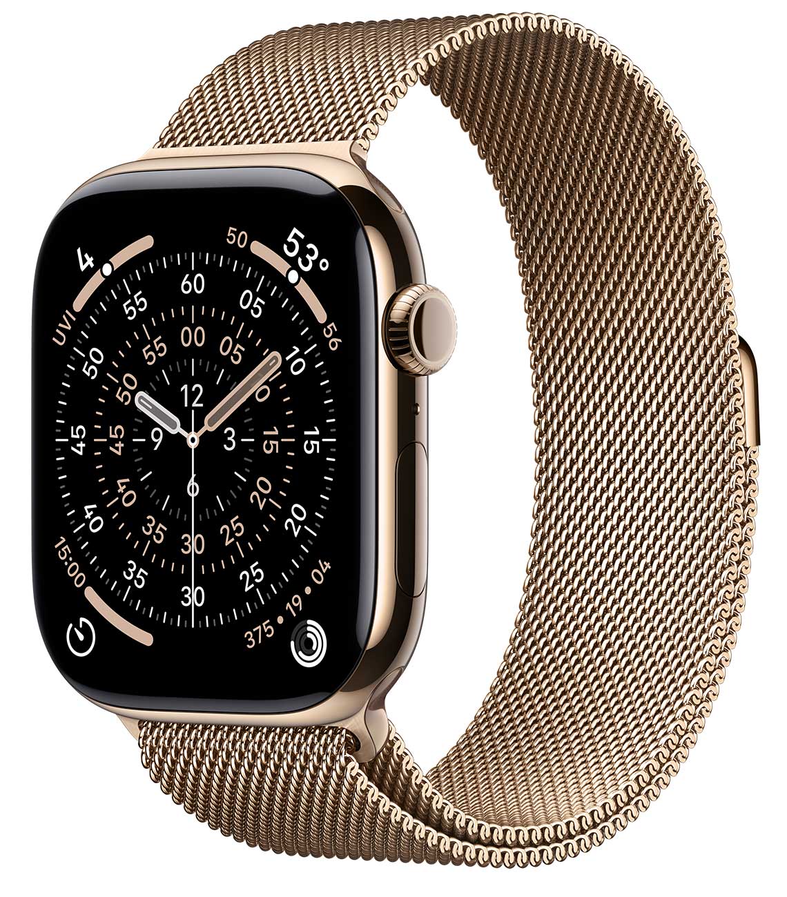 Apple - Apple Watch Series 11 (GPS + Cellular) 46mm Gold Titanium Case with Gold Milanese Loop - S/M - Gold Titanium
