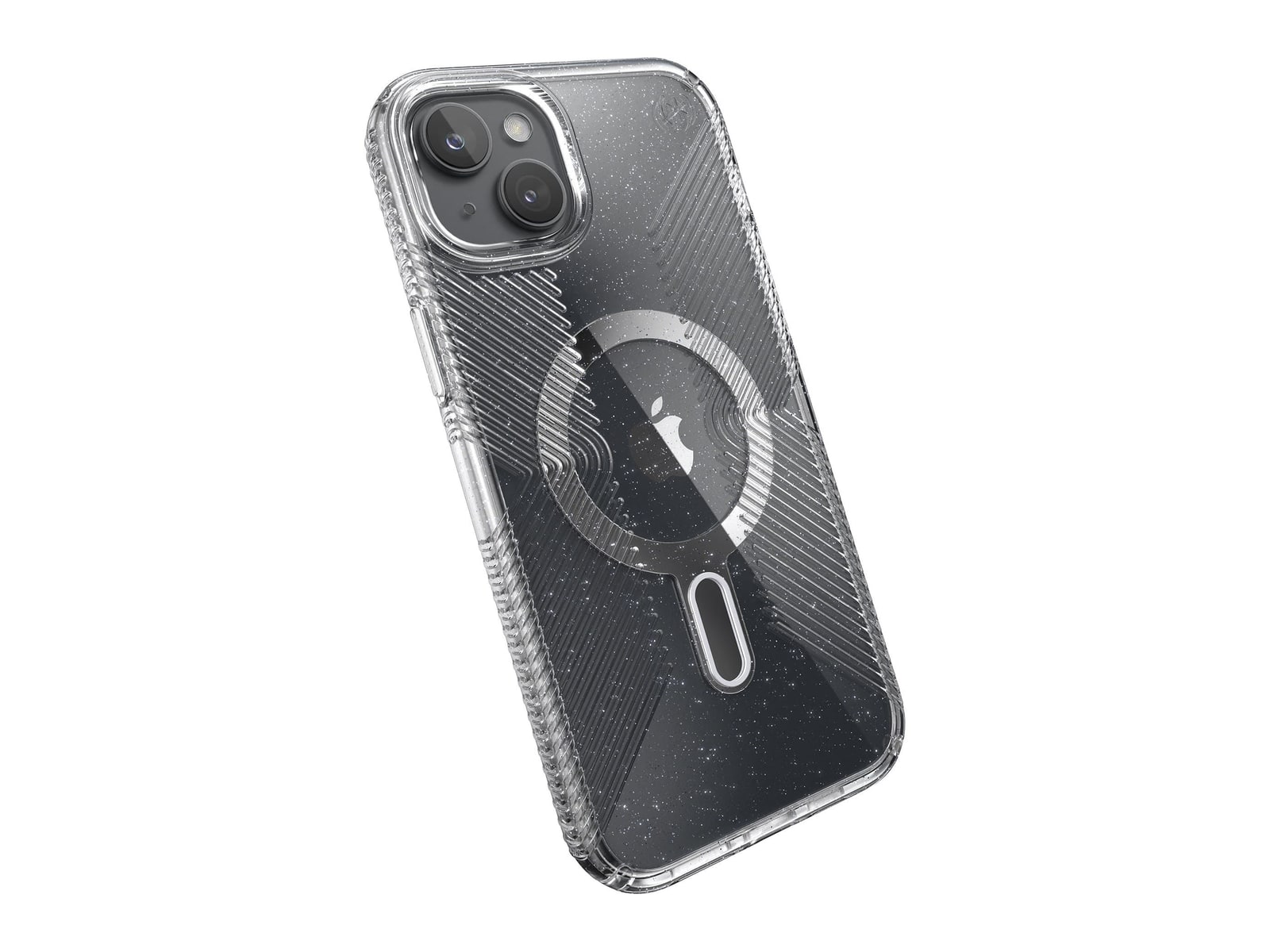 Speck - Presidio Lux Glitter Grip MagSafe with ClickLock - iPhone 15 Plus - Clear/Platinum Glitter