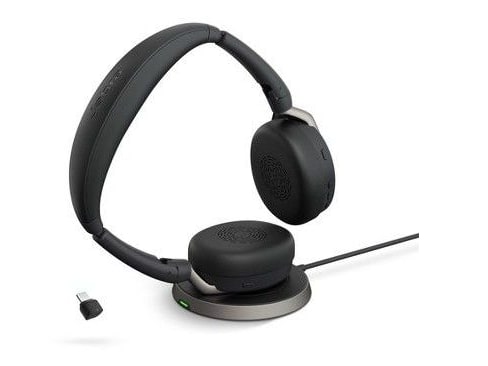 Jabra - Evolve2 65 Flex USB-C UC Stereo (Wireless Charging) Wireless On-Ear Headphones - Black