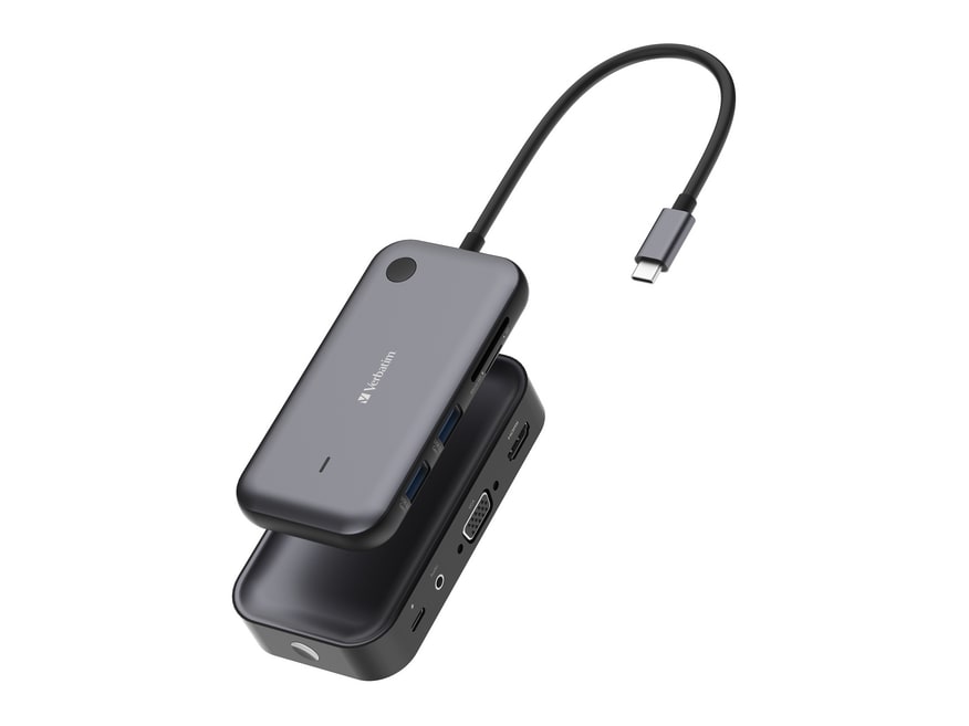 Verbatim - Share My Screen WDA-01 1080p Wireless Display Adapter with Hub USB Hubs - Gray