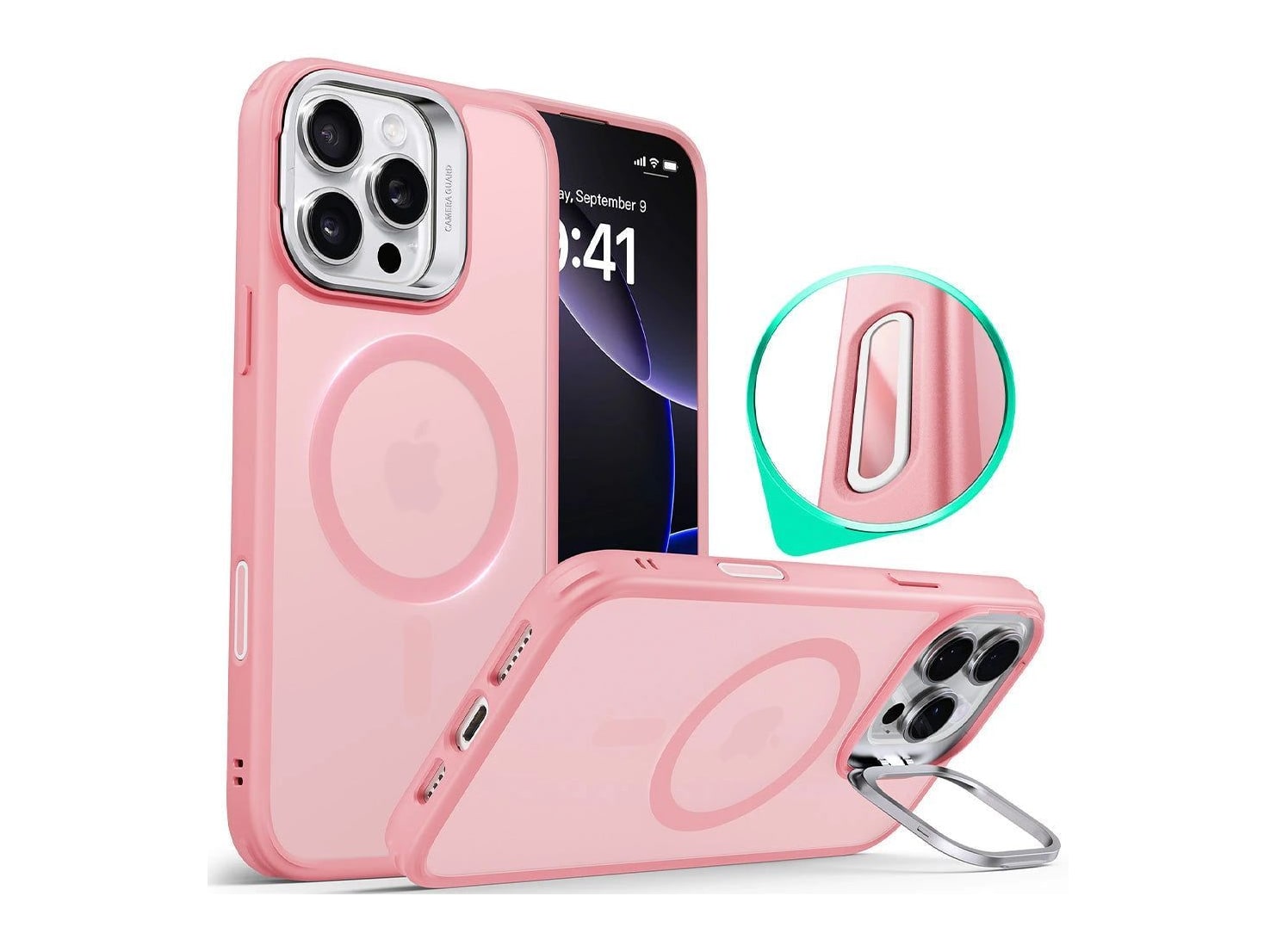 ESR - Classic Hybrid Magnetic Case (Camera Control, Stash Stand) - iPhone 16 Pro Max - Frosted Pink