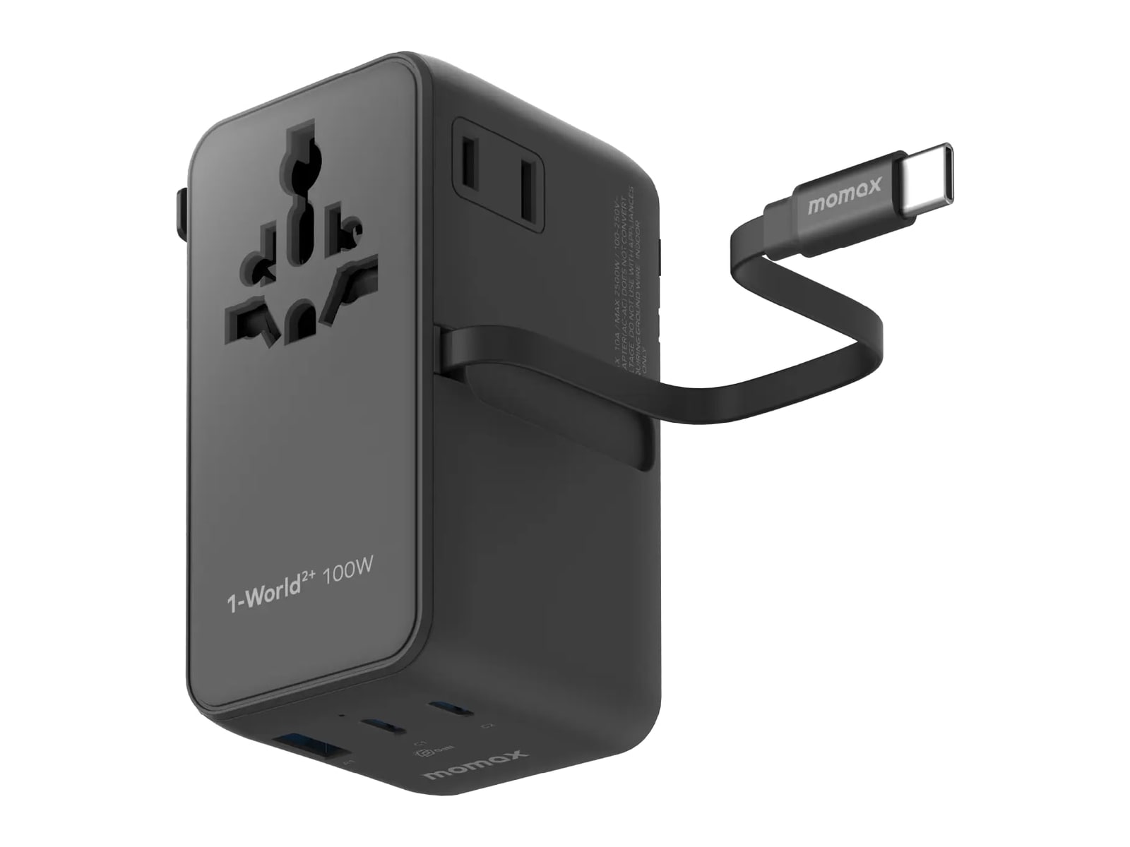 MOMAX - 1-World2+ 4-Port Mini Universal Travel GaN Charger Black Wall Chargers