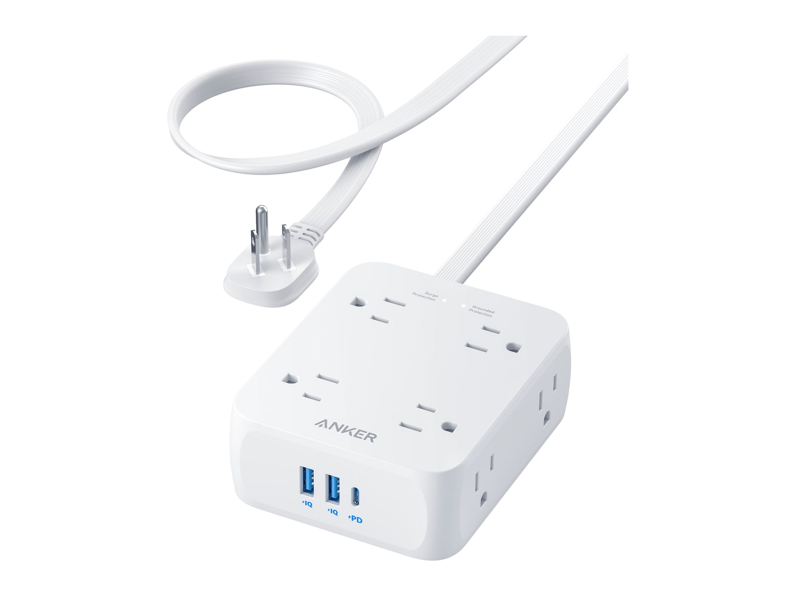 Anker - 341 USB Power Strip 5 ft White Wall Chargers