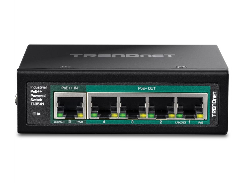TRENDnet - TI-B541 5-Port Industrial Gigabit PoE++ Powered DIN-Rail PoE Switches