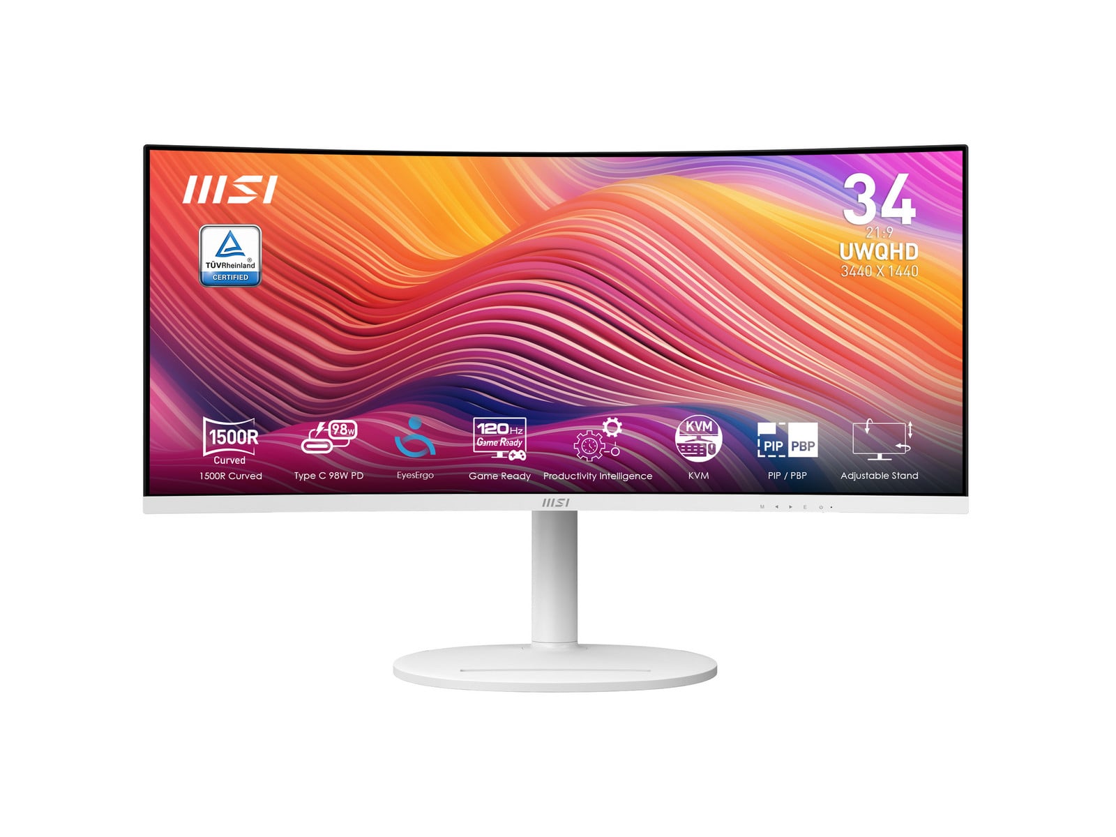 MSI - 34" MODERN MD342CQPW UWQHD 120Hz Ultrawide Monitors - White