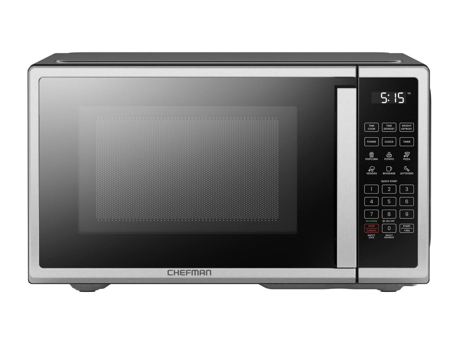 Chefman - Countertop 0.9 Cu. Ft. Digital Stainless Microwave Oven Stainless Steel Microwaves