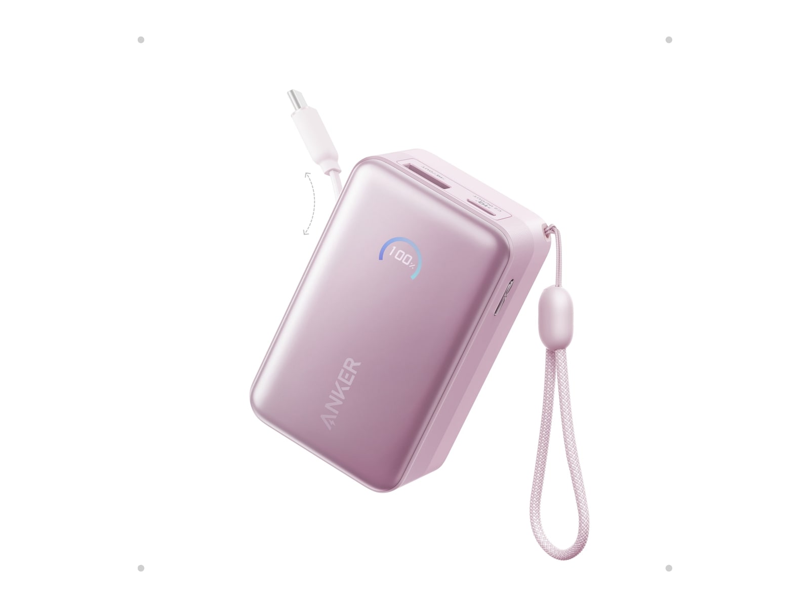 Anker - Nano Power Bank (10K, 45W, Built-In Retractable USB-C Cable) Pink Aura Power Banks