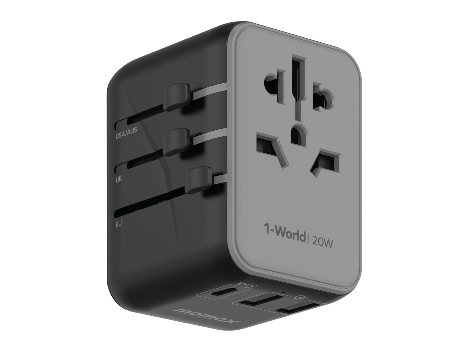 MOMAX - 1-World 3-Port Travel Charger 20W Black Wall Chargers