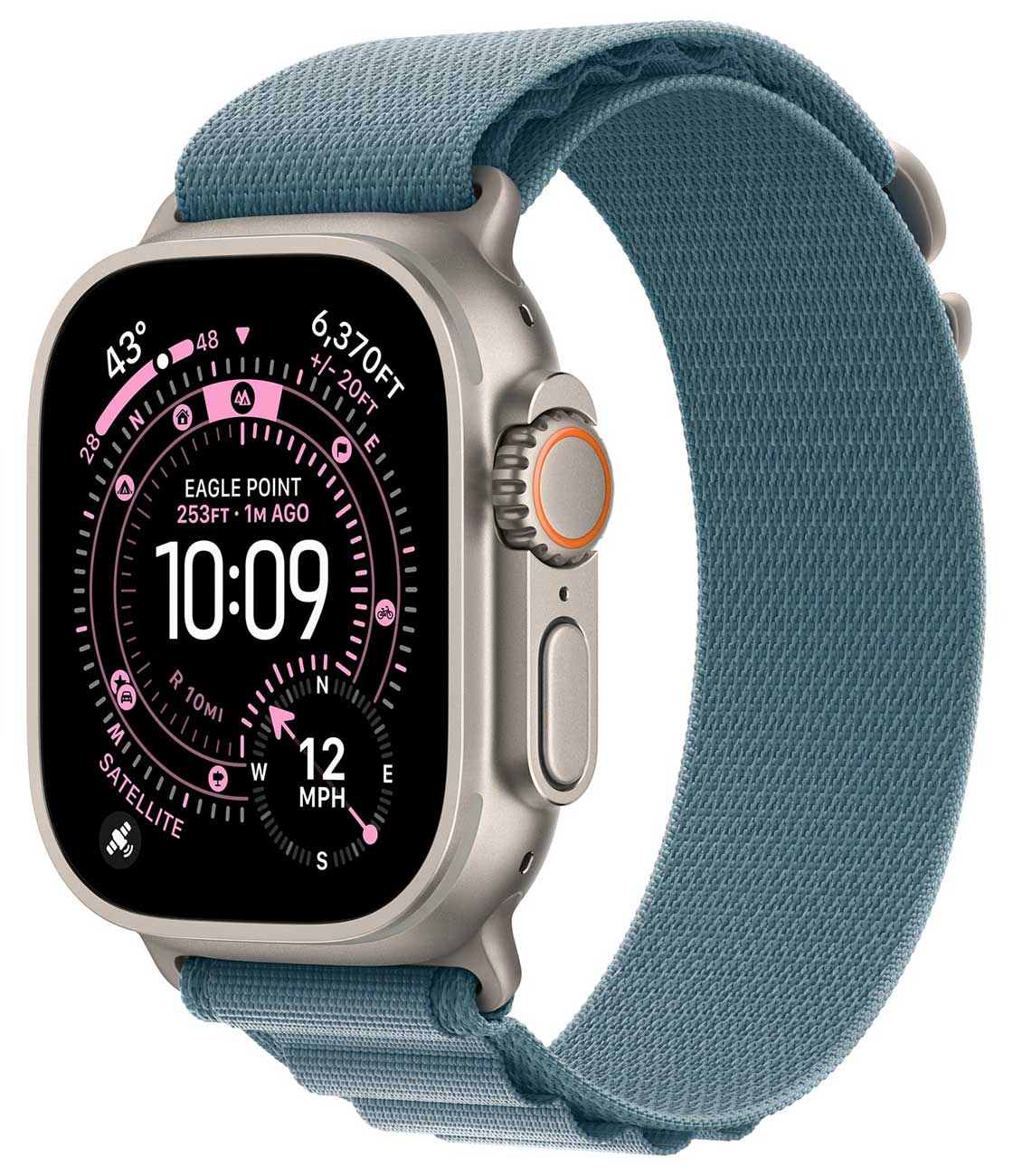 Apple - Apple Watch Ultra 3 (GPS + Cellular) 49mm Natural Titanium Case with Light Blue Alpine Loop - Medium - Natural Titanium