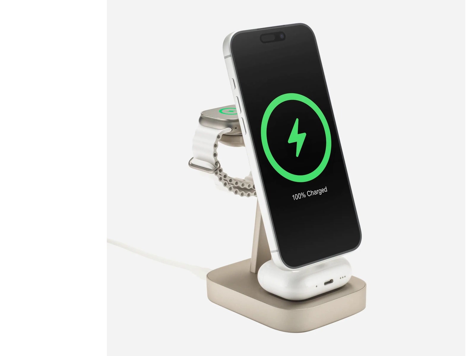 mophie - 4-in-1 Wireless Charge Stand Gold Wireless Chargers