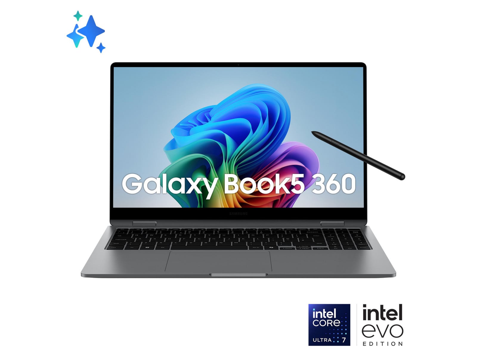 Samsung - Galaxy Book5 360 15.6" - Intel Core Ultra 5 226V chip - 16GB Memory - 512GB SSD - Gray