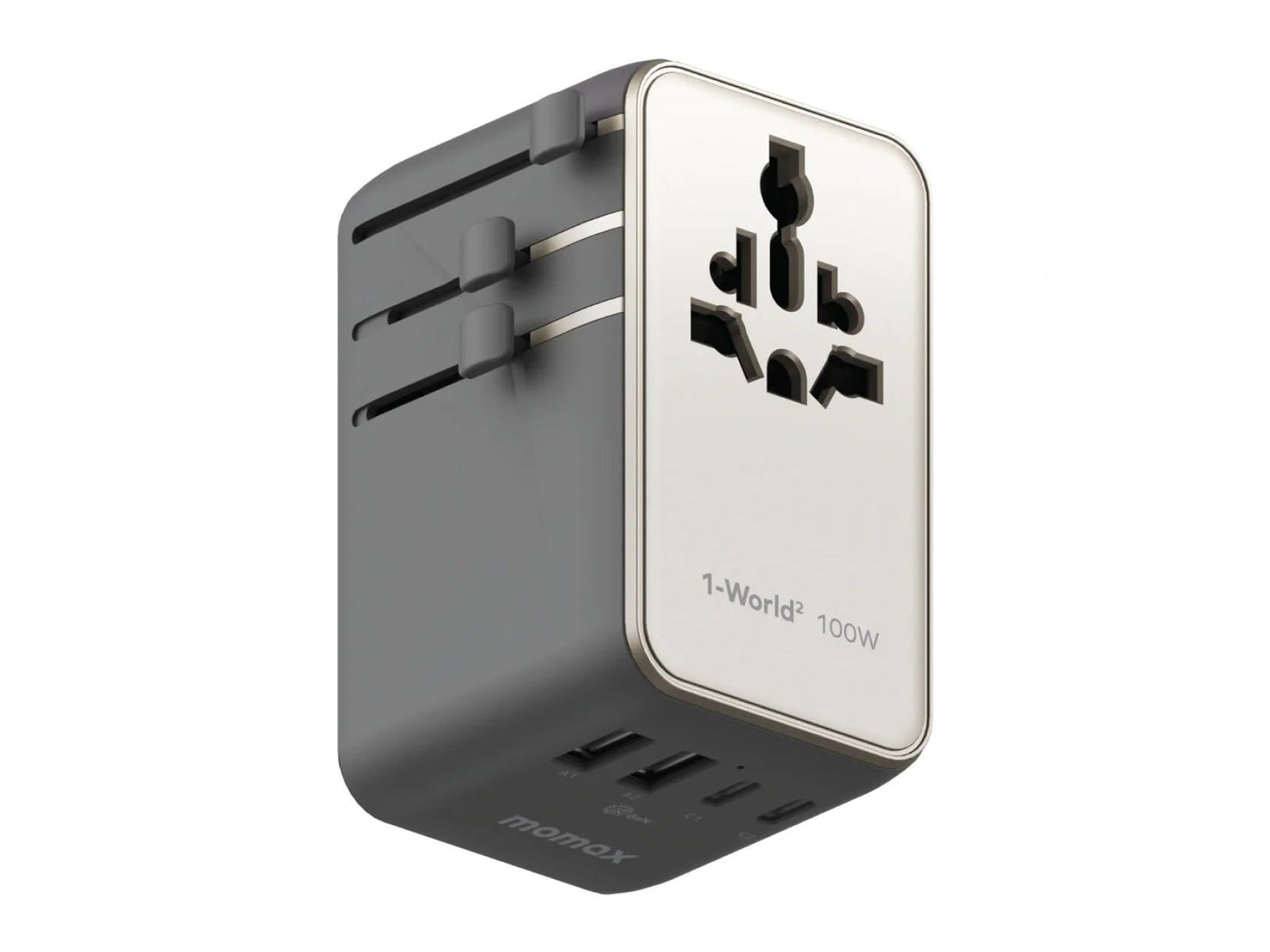 MOMAX - 1-World2 Universal 4-Port Travel GaN Charger 100W Titanium Wall Chargers