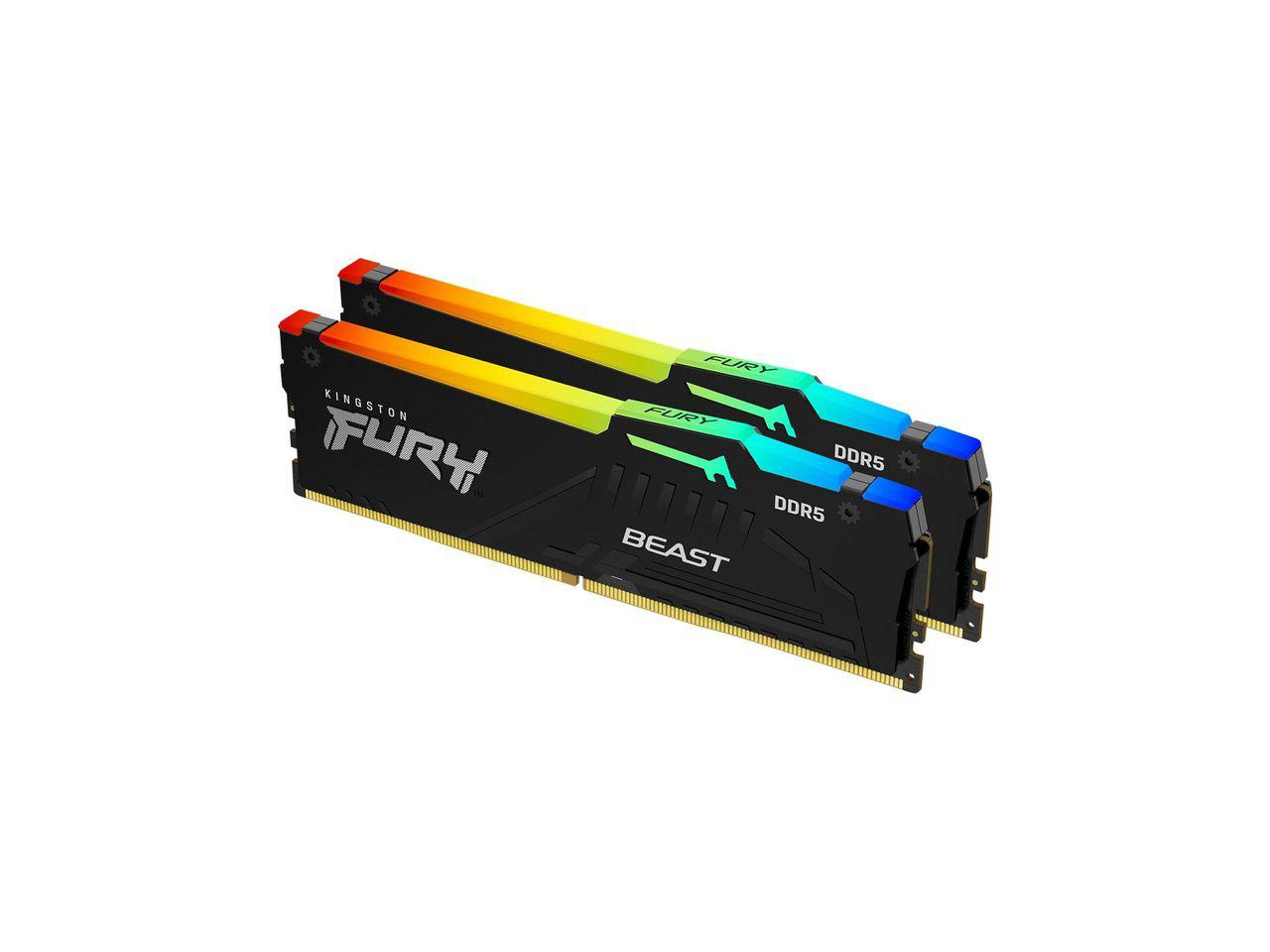 Kingston - FURY Beast RGB 16GB (2 x 8GB) DDR5 6000 CL30 DIMM Memory (RAM) - Black