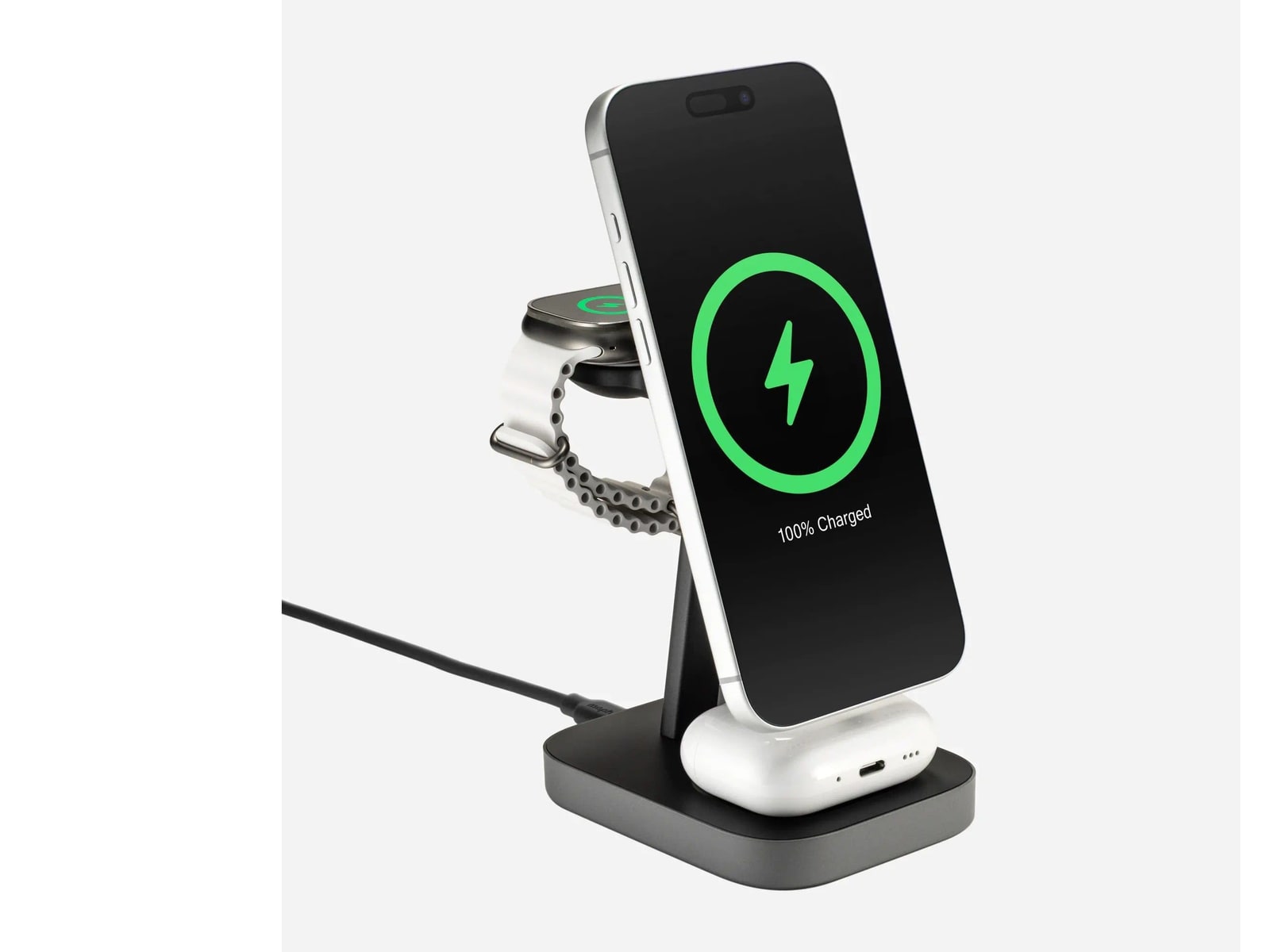 mophie - 3-in-1 Wireless Charge Stand Black Wireless Chargers