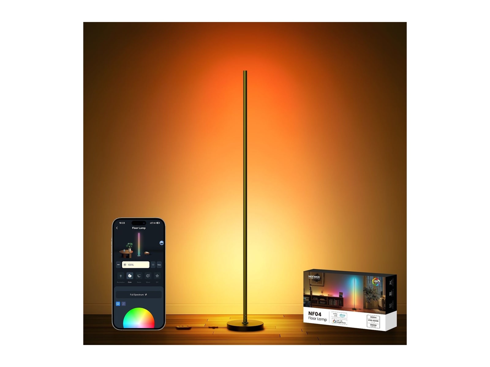 Neewer - NF04 1000lm Smart RGBW LED Floor Lamp Smart Lighting