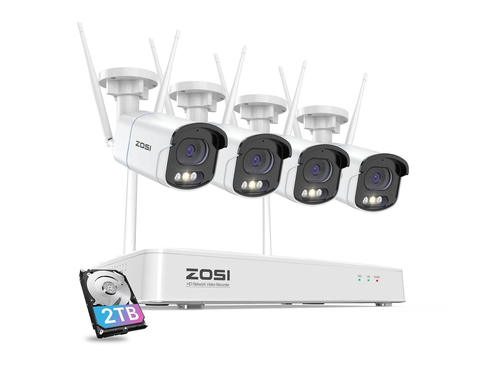 ZOSI - C186 4MP Wireless WiFi Security System - 4-Camera Security Cameras
