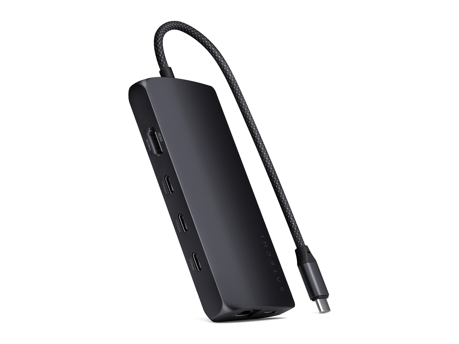 Satechi - USB-C Multiport Adapter 8K With Ethernet V3 USB-C USB Hubs - Black