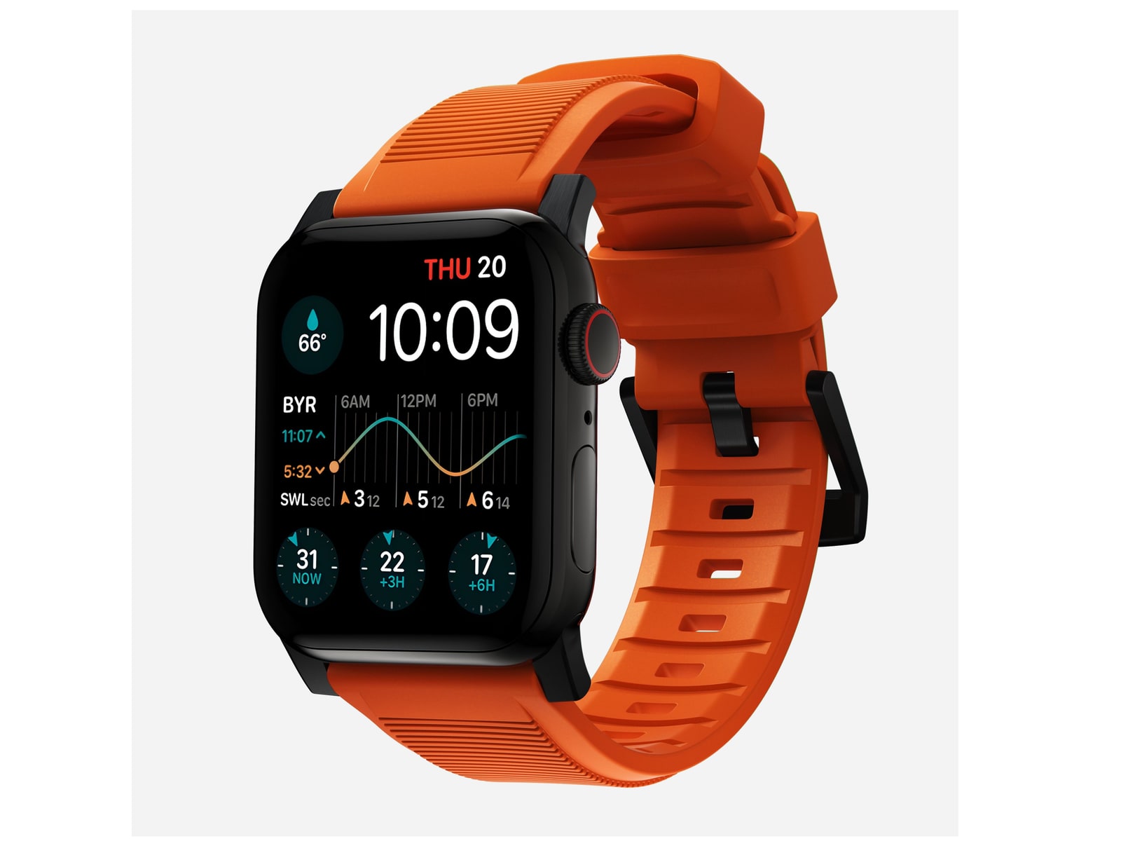 Nomad - Rugged Band - 46mm/49mm Watch Bands - Black Hardware - Ultra Orange