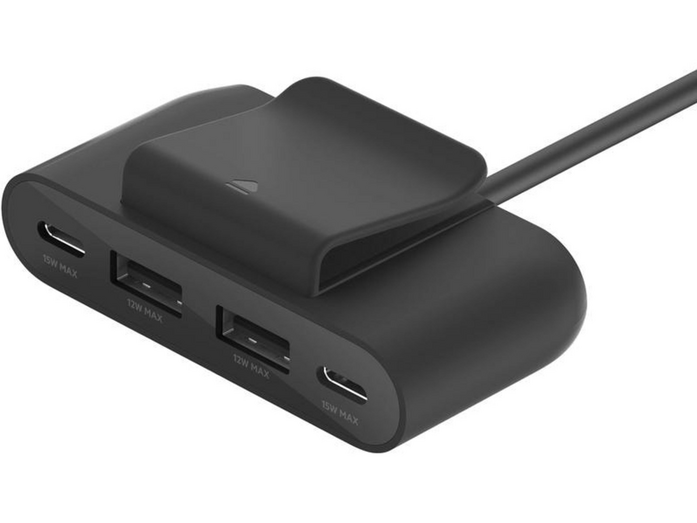 Belkin - BoostCharge 4-Port USB Power Extender USB-C USB Hubs - Black