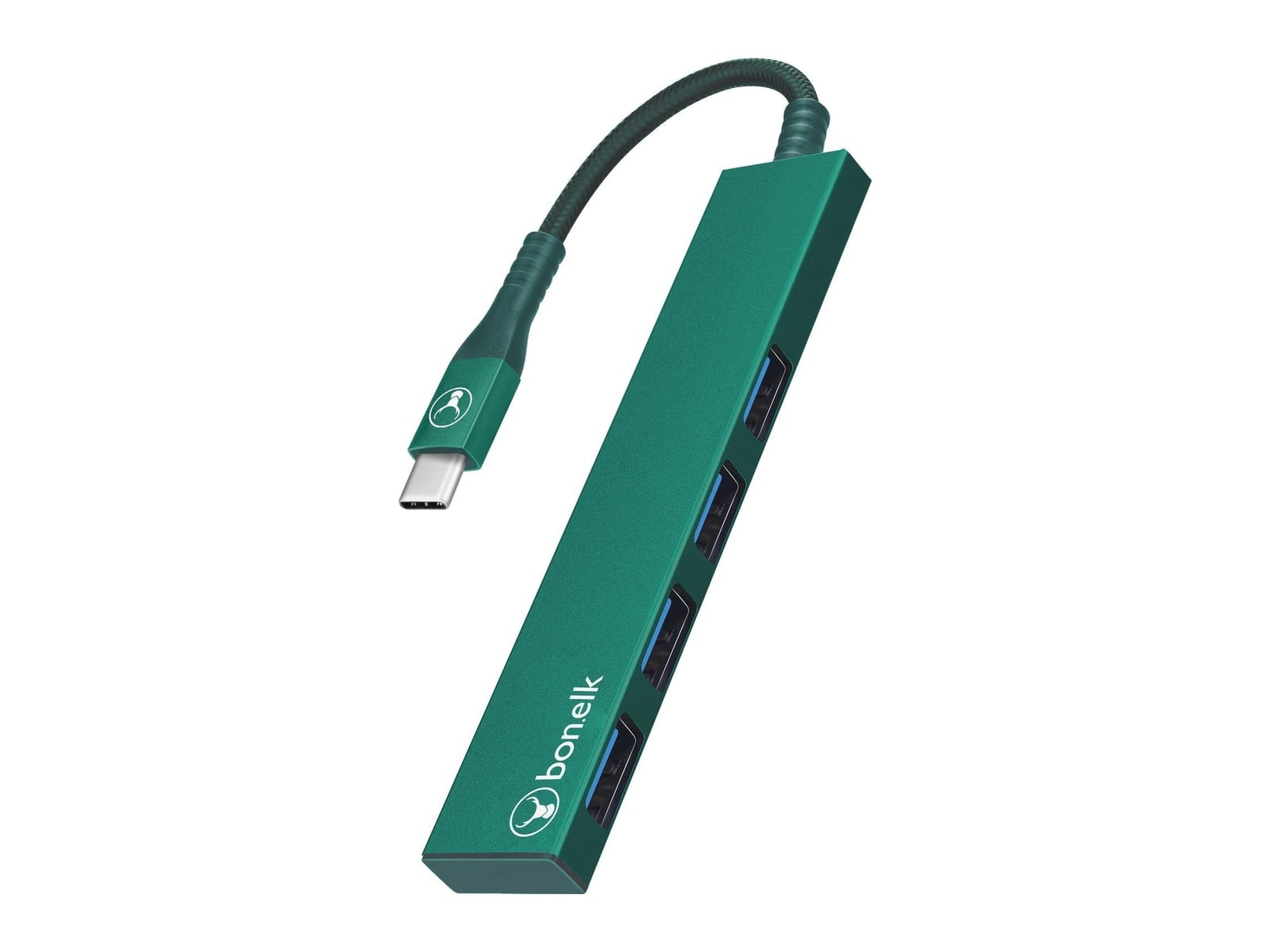 Bonelk - Long-Life USB-C to 4-Port USB 3.0 Slim USB Hubs - Green