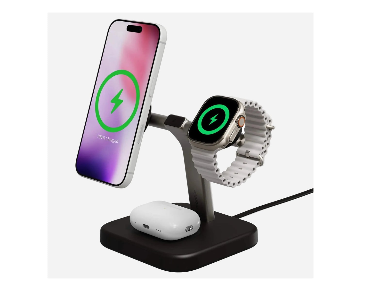 mophie - 3-in-1 Wireless Charging Stand Black Wireless Chargers