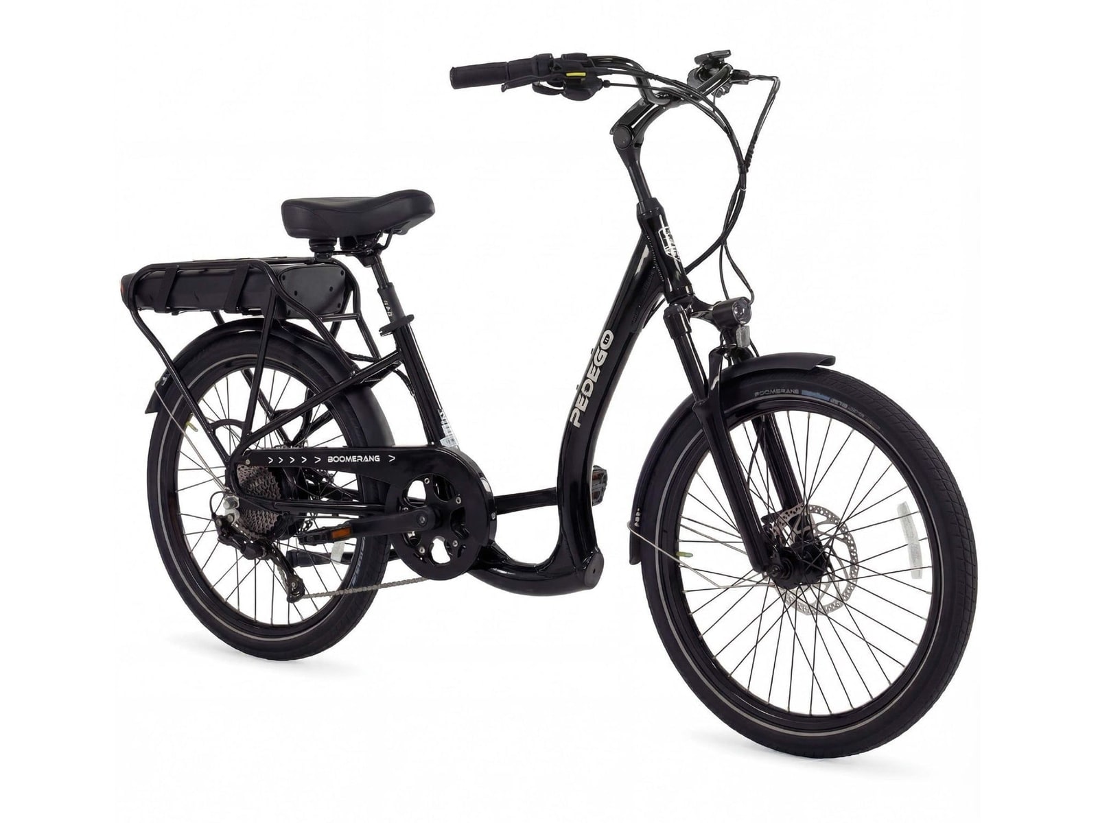 Pedego - Boomerang Pro 26-inch Step-Thru Gloss Black Electric Bikes
