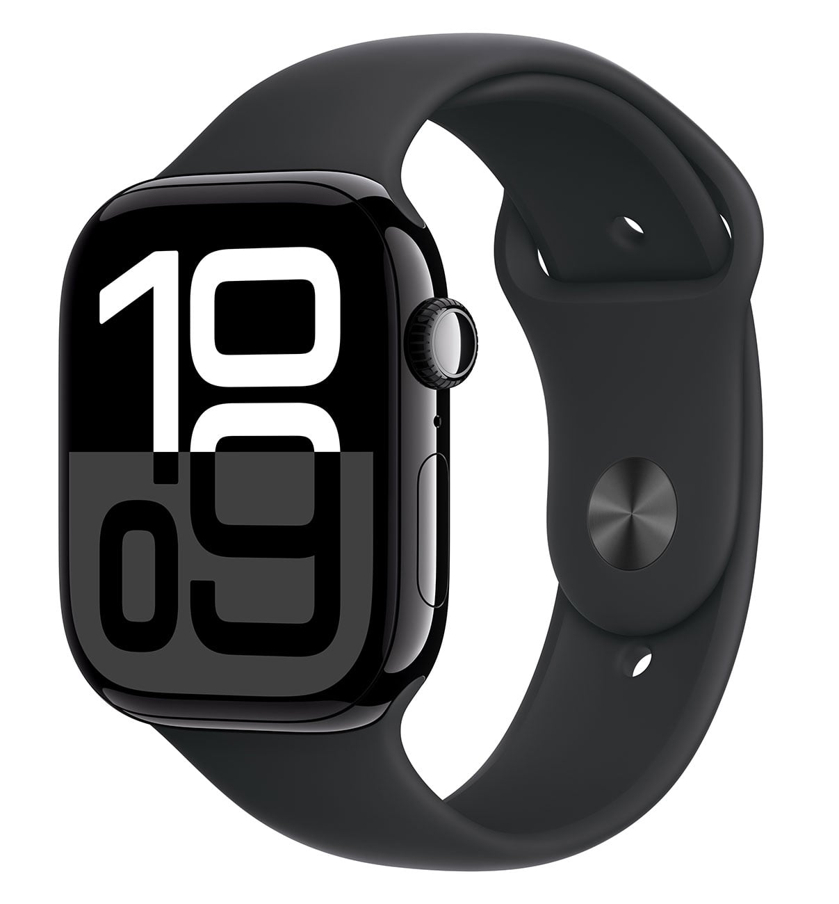 Apple - Apple Watch Series 10 (GPS) 46mm Jet Black Aluminum Case with Black Sport Band - M/L - Jet Black
