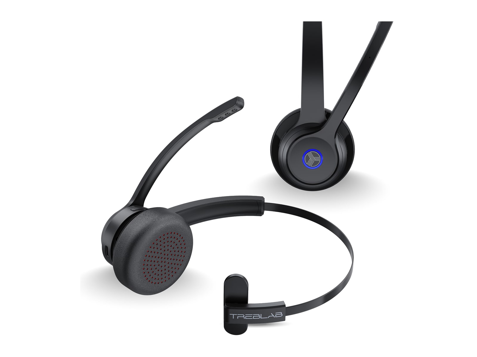 TREBLAB - Focus Talk Single-Ear Wireless On-Ear Headphones - Black